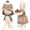 Clayre & Eef 6PR3904GG Dekorace Myši s dortem Set 2 5x5x11 5x5x10 cm