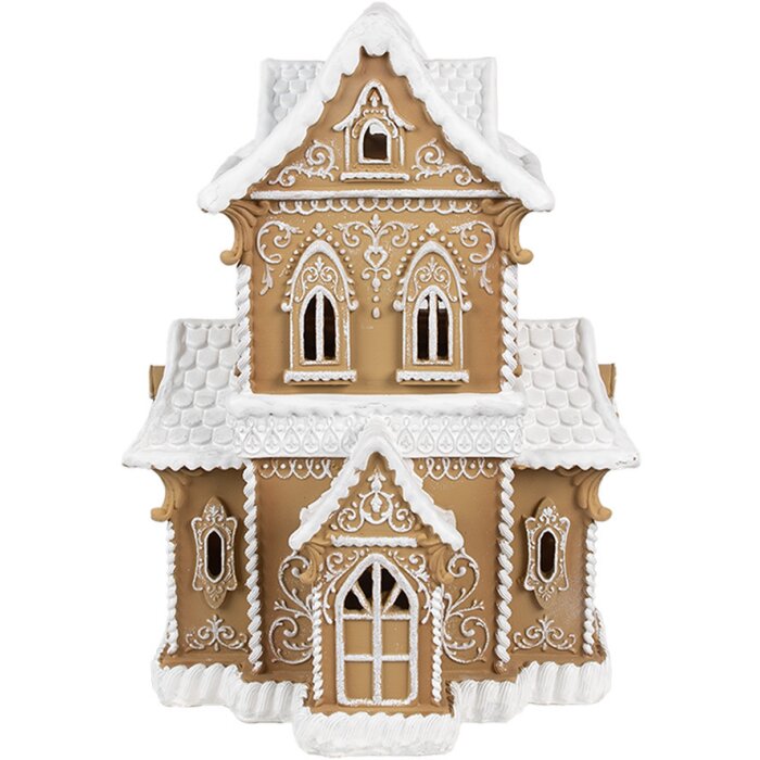 Clayre & Eef 6PR3906GG LED dekorativní domeček vzhled perníku 28x21x37 cm