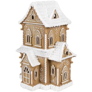 Clayre & Eef 6PR3906GG LED dekorativní domeček vzhled perníku 28x21x37 cm