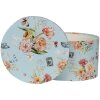 Clayre & Eef 66006 Sada 3 krabic na klobouky s modrým květinovým vzorem Ø 24/22/21 cm