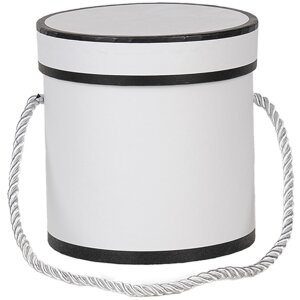 Clayre & Eef 66009W Dárková krabička bílá kulatá Ø 12x12 cm Kartonová krabička s uchem