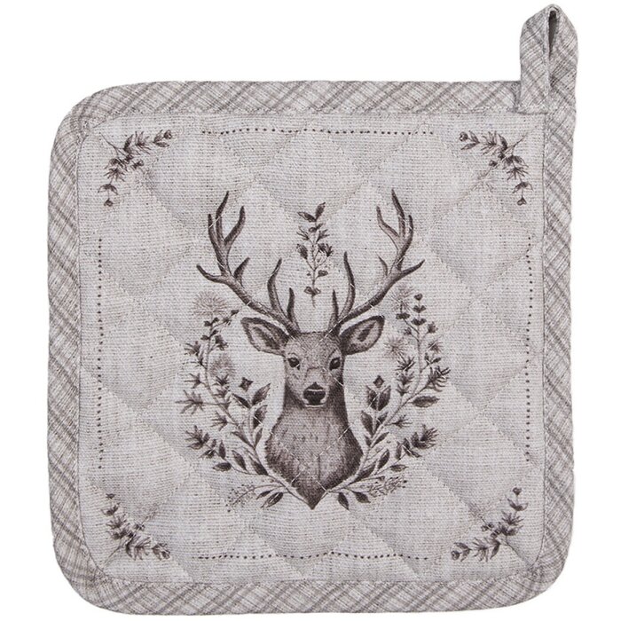 Clayre & Eef GTW45 Chňapka béžová hnědá bavlna 20x20 cm venkovský styl