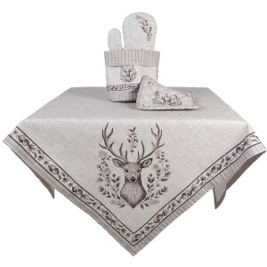 Clayre & Eef GTW45 Chňapka béžová hnědá bavlna 20x20 cm venkovský styl