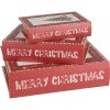 Clayre & Eef 65755 Sada 3 červenobílých úložných boxů 27x22x7 cm