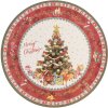 Clayre & Eef Talíř 65760 Ø 33 cm Červený béžový Vánoce ve venkovském stylu