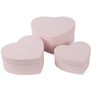 Clayre & Eef 66025 Sada krabic Heart Pink 3 velikosti Dárkové krabice ve venkovském stylu