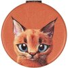 Juleeze JZSP0017 Ruční zrcátko oranžové s motivem kočky Ø 7x1 cm