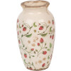Clayre & Eef 6CE1942S Váza keramická béžová červená Ø 16x27 cm venkovský styl
