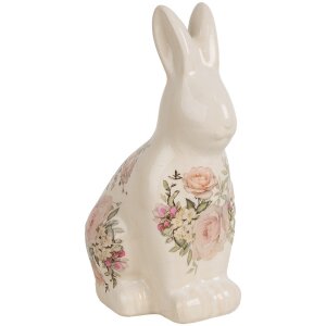 Clayre & Eef 6CE1956M Dekorativní keramický králík 13x10x21 cm venkovský styl růžový