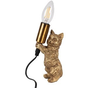 Clayre & Eef 6LMP791 Stolní lampa Cat Gold...