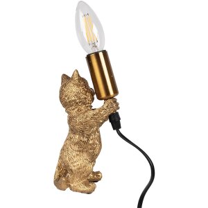 Clayre & Eef 6LMP791 Stolní lampa Cat Gold 9x9x18 cm E14 max 40W