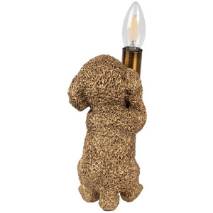Clayre & Eef 6LMP792 Stolní lampa Dog Gold 11x13x23 cm E14 40W