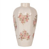 Clayre & Eef 6CE1963M Váza Ø 21x34 cm Béžová růžová keramika ve venkovském stylu