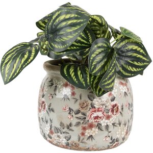 Clayre & Eef 6CE1964M Květináč šedorůžový Ø 16x13 cm Venkovský styl
