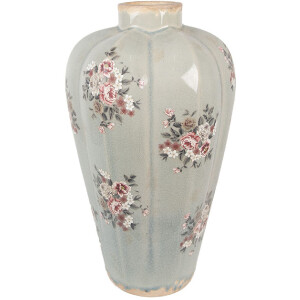 Clayre & Eef 6CE1970S Váza šedorůžová Ø17x28 cm Keramický venkovský styl