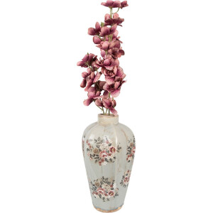 Clayre & Eef 6CE1970S Váza šedorůžová Ø17x28 cm Keramický venkovský styl