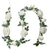 Clayre & Eef 6PL0320W Umělý věnec z růží bílý zelený 150 cm