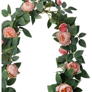 Clayre & Eef 6PL0322 Umělé květiny Rose Garland Pink Green 150 cm