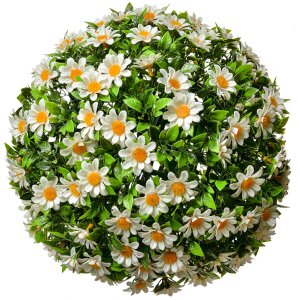 Clayre & Eef 6PL0324L Dekorativní koule umělá květina kopretina bílá zelená Ø 30 cm