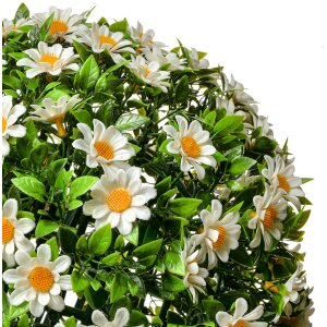 Clayre & Eef 6PL0324L Dekorativní koule umělá květina kopretina bílá zelená Ø 30 cm