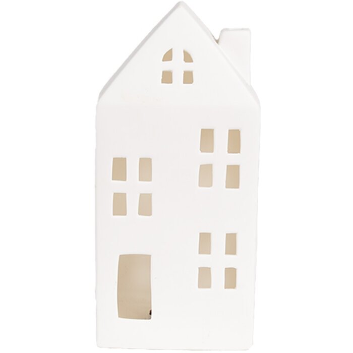 Clayre & Eef 6CE1792 LED dekorativní domeček porcelánový bílý 7x6x15 cm