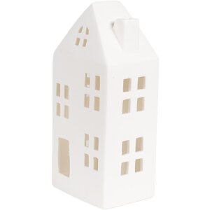 Clayre & Eef 6CE1792 LED dekorativní domeček porcelánový bílý 7x6x15 cm