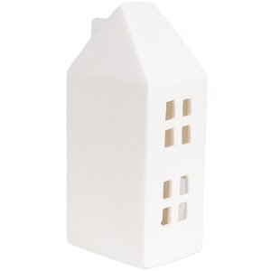 Clayre & Eef 6CE1792 LED dekorativní domeček porcelánový bílý 7x6x15 cm