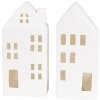 Clayre & Eef 6CE1792 LED dekorativní domeček porcelánový bílý 7x6x15 cm
