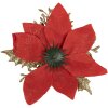 Clayre & Eef 65777 Vánoční dekorace Flower Red Gold Ø 14x5 cm