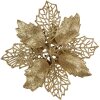 Clayre & Eef 65778GO Vánoční dekorace Květina Zlatá barva Ø 22x5 cm