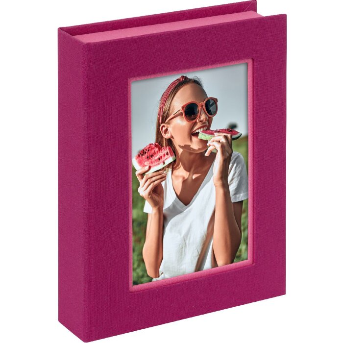 Úložný box Goldbuch Bella Vista fuchsiově růžový s okénkem na fotografie 19x14x3,8 cm