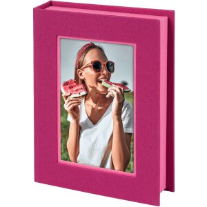 Úložný box Goldbuch Bella Vista fuchsiově růžový s okénkem na fotografie 19x14x3,8 cm