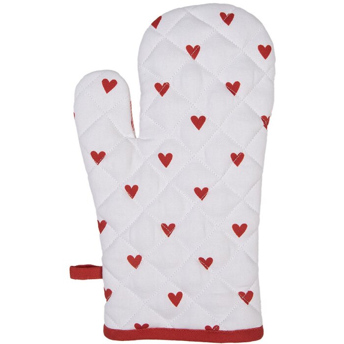 Chňapka do trouby Clayre & Eef LVT44 White Red Hearts 18x30 cm