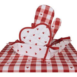 Chňapka do trouby Clayre & Eef LVT44 White Red Hearts 18x30 cm
