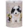 Clayre & Eef 6BL0161 Pokladnička na peníze Dog Flowers Ø 10x15 cm