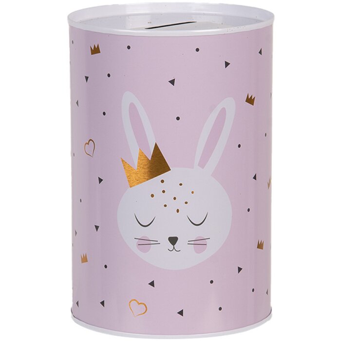 Clayre & Eef 6BL0164 Pokladnička na peníze Pink Bunny Ø 10x15 cm