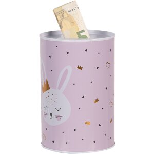 Clayre & Eef 6BL0164 Pokladnička na peníze Pink Bunny Ø 10x15 cm