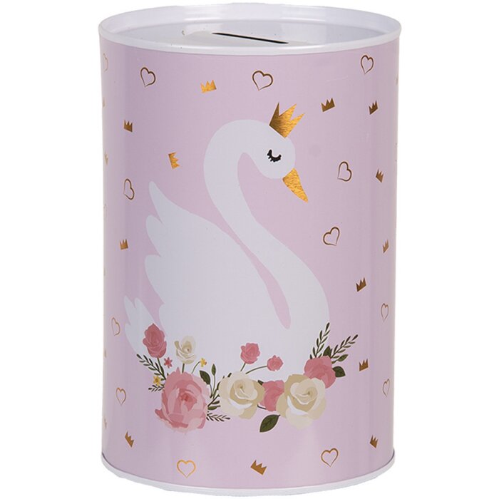 Clayre & Eef 6BL0165 Peněženka růžovo-bílá Ø 10x15 cm Romantický motiv labutě