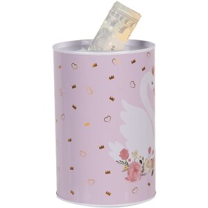 Clayre & Eef 6BL0165 Peněženka růžovo-bílá Ø 10x15 cm Romantický motiv labutě
