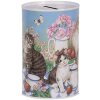 Clayre & Eef 6BL0167 Pokladnička na peníze s motivem kočky Ø 8x13 cm venkovský styl