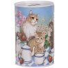 Clayre & Eef 6BL0167 Pokladnička na peníze s motivem kočky Ø 8x13 cm venkovský styl
