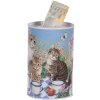 Clayre & Eef 6BL0167 Pokladnička na peníze s motivem kočky Ø 8x13 cm venkovský styl