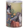 Clayre & Eef 6BL0168 Pokladnička na peníze s motivem kočky Ø 8x13 cm venkovský styl