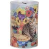 Clayre & Eef 6BL0170 Pokladnička na peníze s motivem kočky Ø 8x13 cm venkovský styl