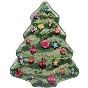 Clayre & Eef 6BL0154 Plechový vánoční stromek zelený červený 15x18x7 cm