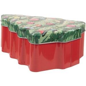 Clayre & Eef 6BL0154 Plechový vánoční stromek zelený červený 15x18x7 cm