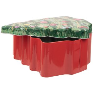Clayre & Eef 6BL0154 Plechový vánoční stromek zelený červený 15x18x7 cm