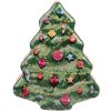 Clayre & Eef 6BL0154 Plechový vánoční stromek zelený červený 15x18x7 cm