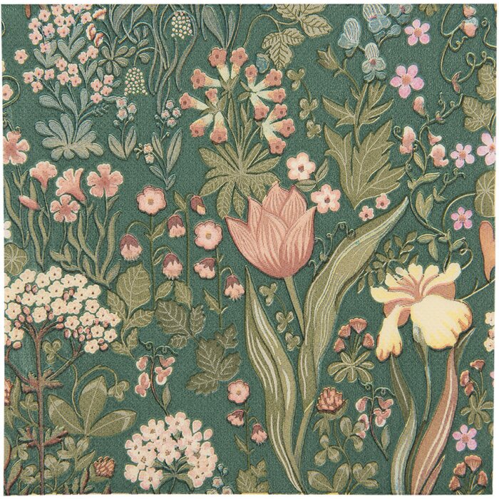 Clayre & Eef 73070 Papírové ubrousky Green Floral 33x33 cm 20 kusů