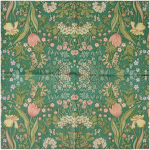 Clayre & Eef 73070 Papírové ubrousky Green Floral 33x33 cm 20 kusů
